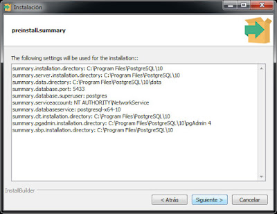 Instalador PostgreSQL - Sumario de Instalación Instalador PostgreSQL - Sumario de Instalación