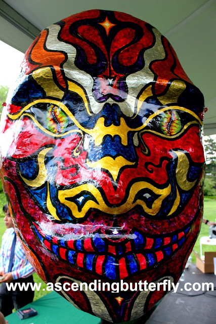 7 ft tall paper mache sculpture entitled “Quetzalcoatl” (inspired by the Aztec deity and creator of mankind, and coming from the Nahuatl language meaning "Feathered serpent”)