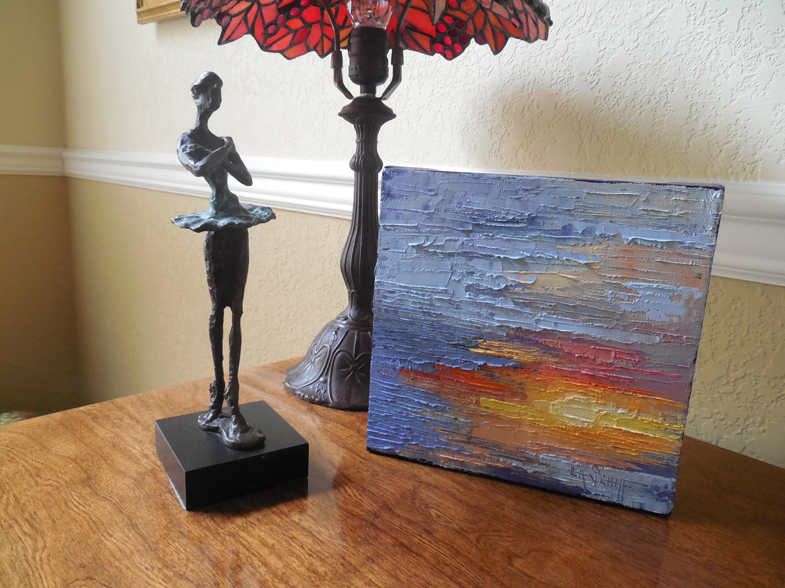 CAROL SCHIFF DAILY PAINTING STUDIO Abstract Sunset Painting, Textured