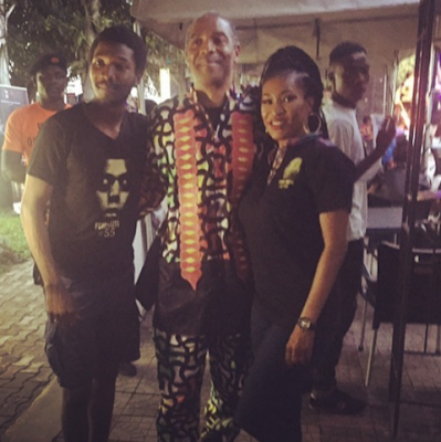 Friendly Exes! Femi Kuti, his ex-wife and their son hangs out at his 56th birthday party