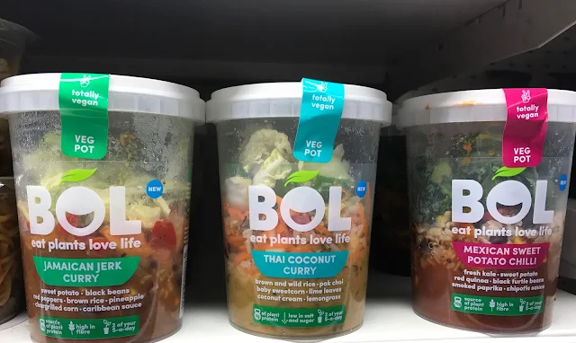 3 BOL Veg Pots on a shelf in clear plastic pots showing the contents