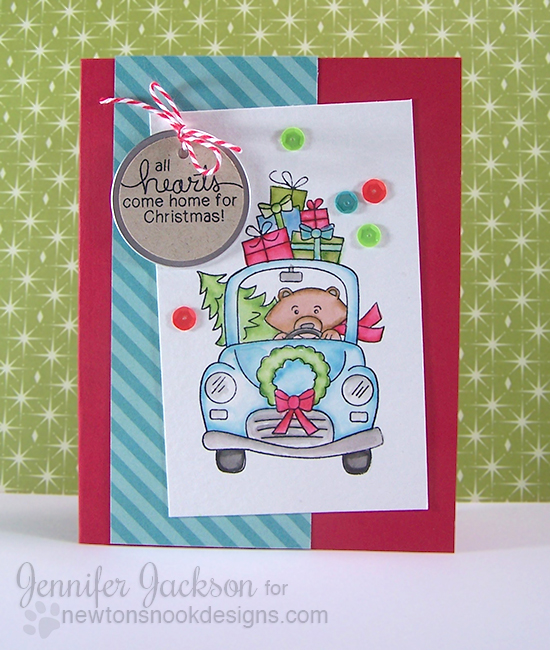 Bear with Gifts Christmas Card by Jennifer Jackson for Newton's Nook Designs - Winston's Home for Christmas Stamp set