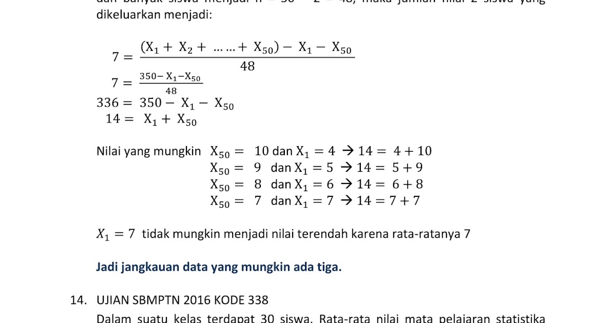 Kumpulan Soal Statistika Smk Dan Pembahasannya