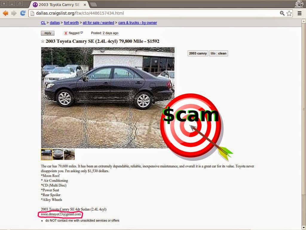 Craigslist Scam Ads Detected 02 27 2014 Update 2 Vehicle Scams