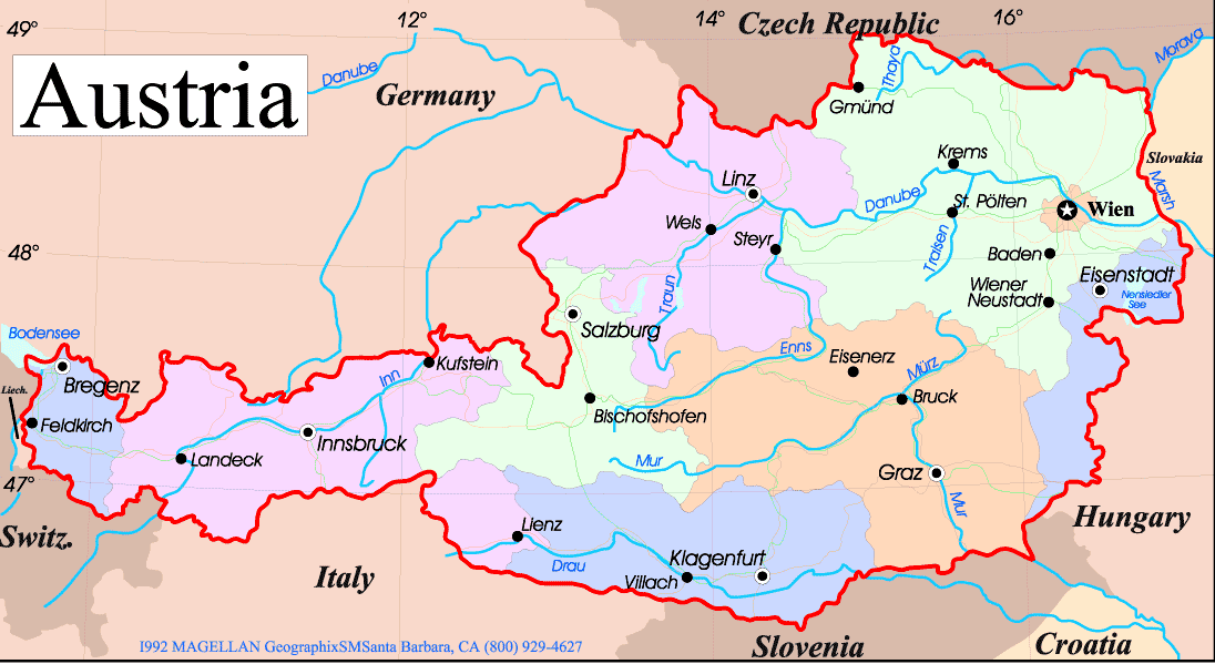 Áustria Mapa