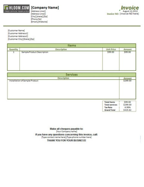 free professional services invoice template excel template