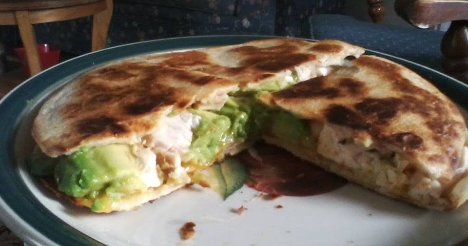 Avocado quesadillas with cheddar cheese and chicken GERD Friendly