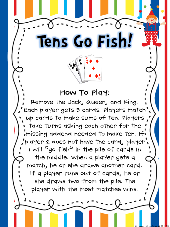 Paper, Pencils, and Polka Dots Tens Go Fish