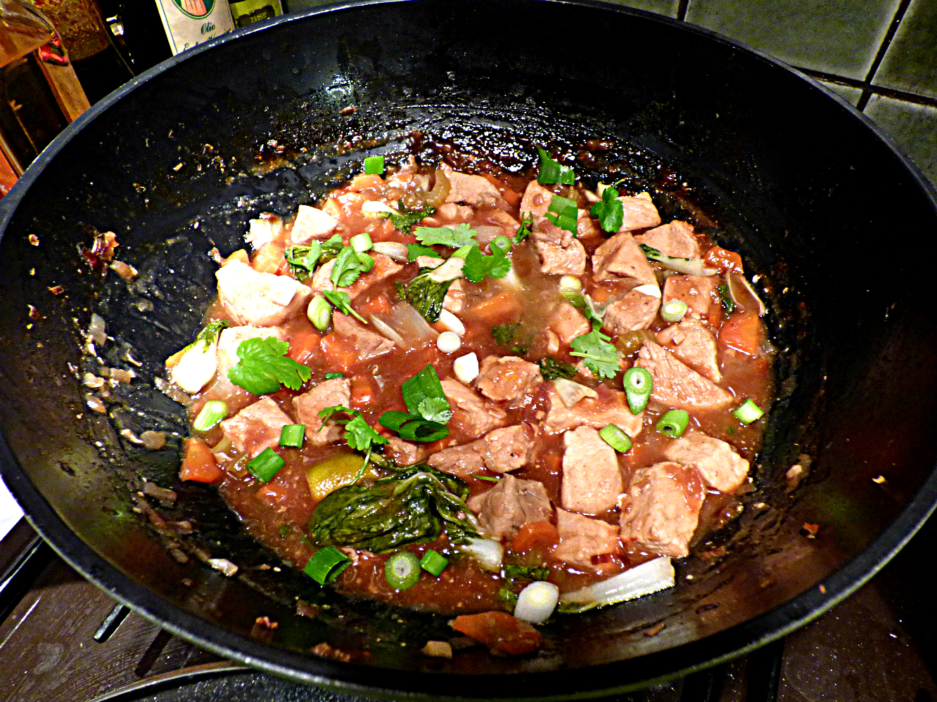 Chez Maximka Stir fry pork in yellow bean sauce