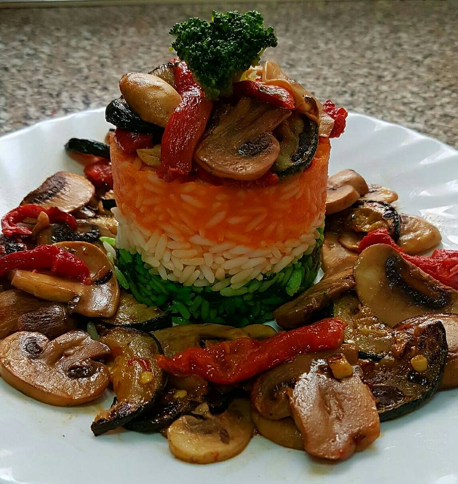 TIMBAL DE ARROZ TRICOLOR DIETA DISOCIADA Y TABLA DE ALIMENTOS COMPATIBLES