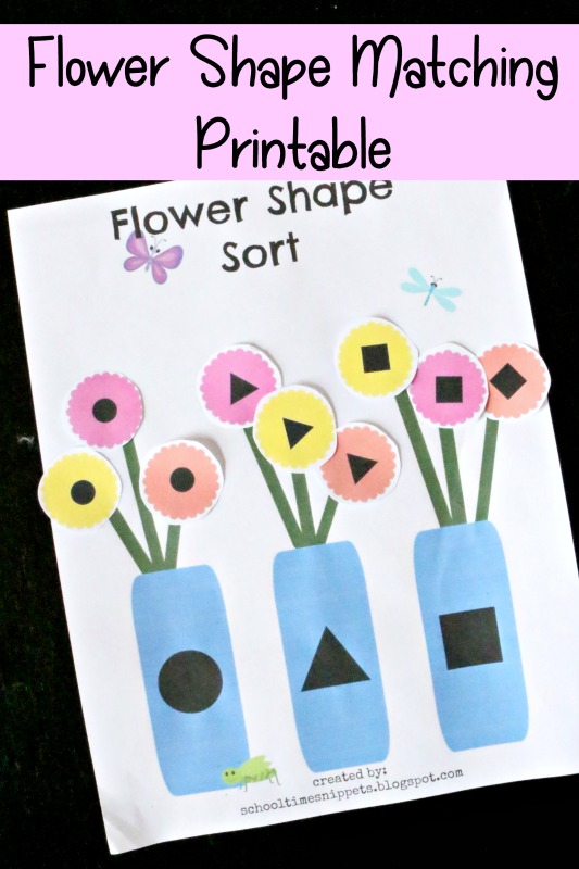 FREE Spring Shapes Matching Worksheet for Toddlers School Time Snippets