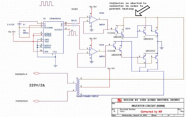 12 V to 220 V 2 Ampere Inverter Circuit