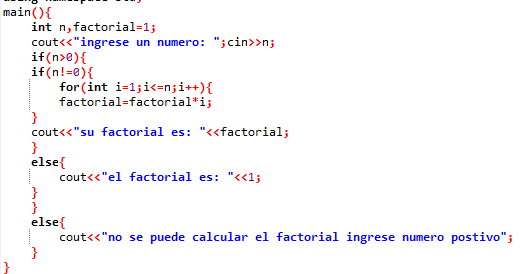 factorial de un numero en c++