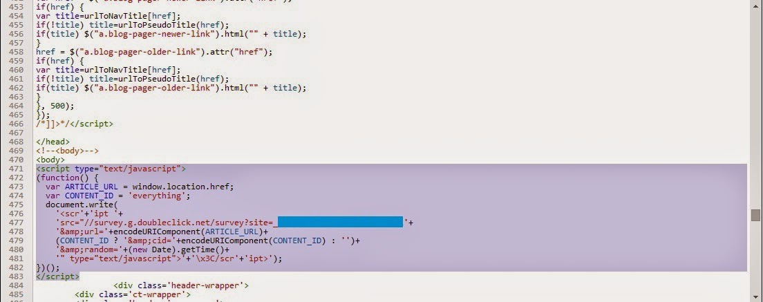 Google consumer survey Code implementation. Google consumer survey Code implementation.