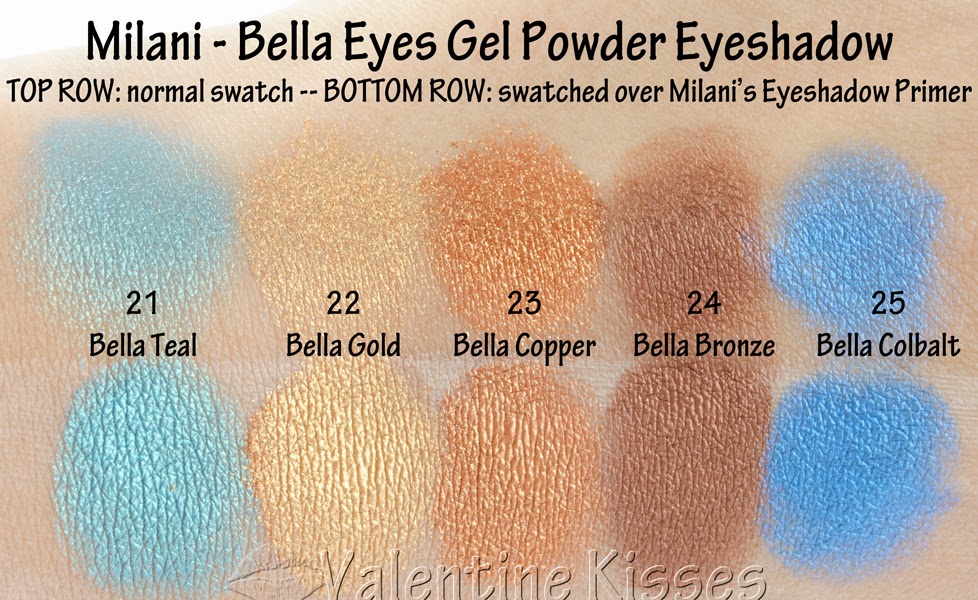 Valentine Kisses Milani Bella Eyes Gel Powder Eyeshadow swatches