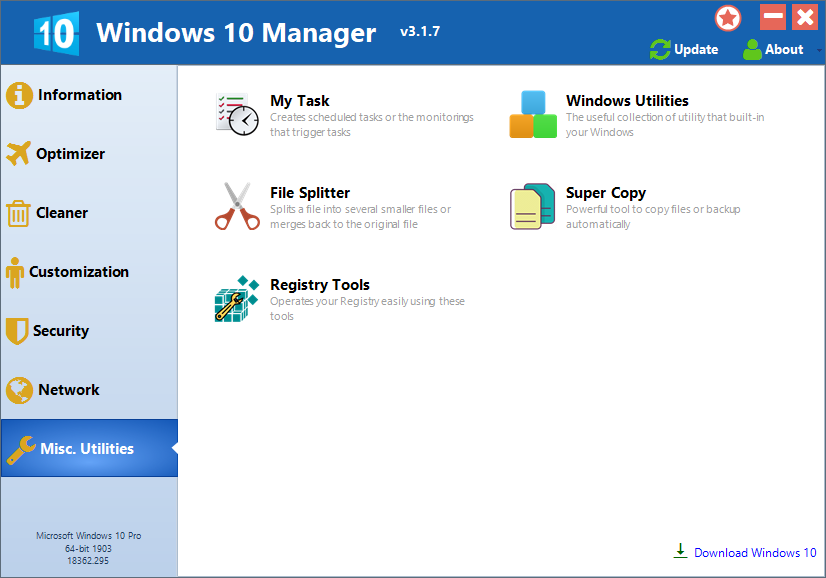 Win far. Виндовс 10 Манагер. Windows 10 menedger 3. Windows 10 Manager 3.7.1. Windows package Manager.