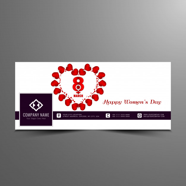 Abstract Women's day facebook elegant banner template Free Vector