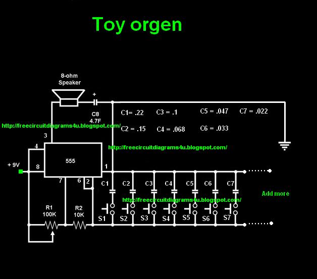 FREE CIRCUIT DIAGRAMS 4U: Simple Toy Orgen