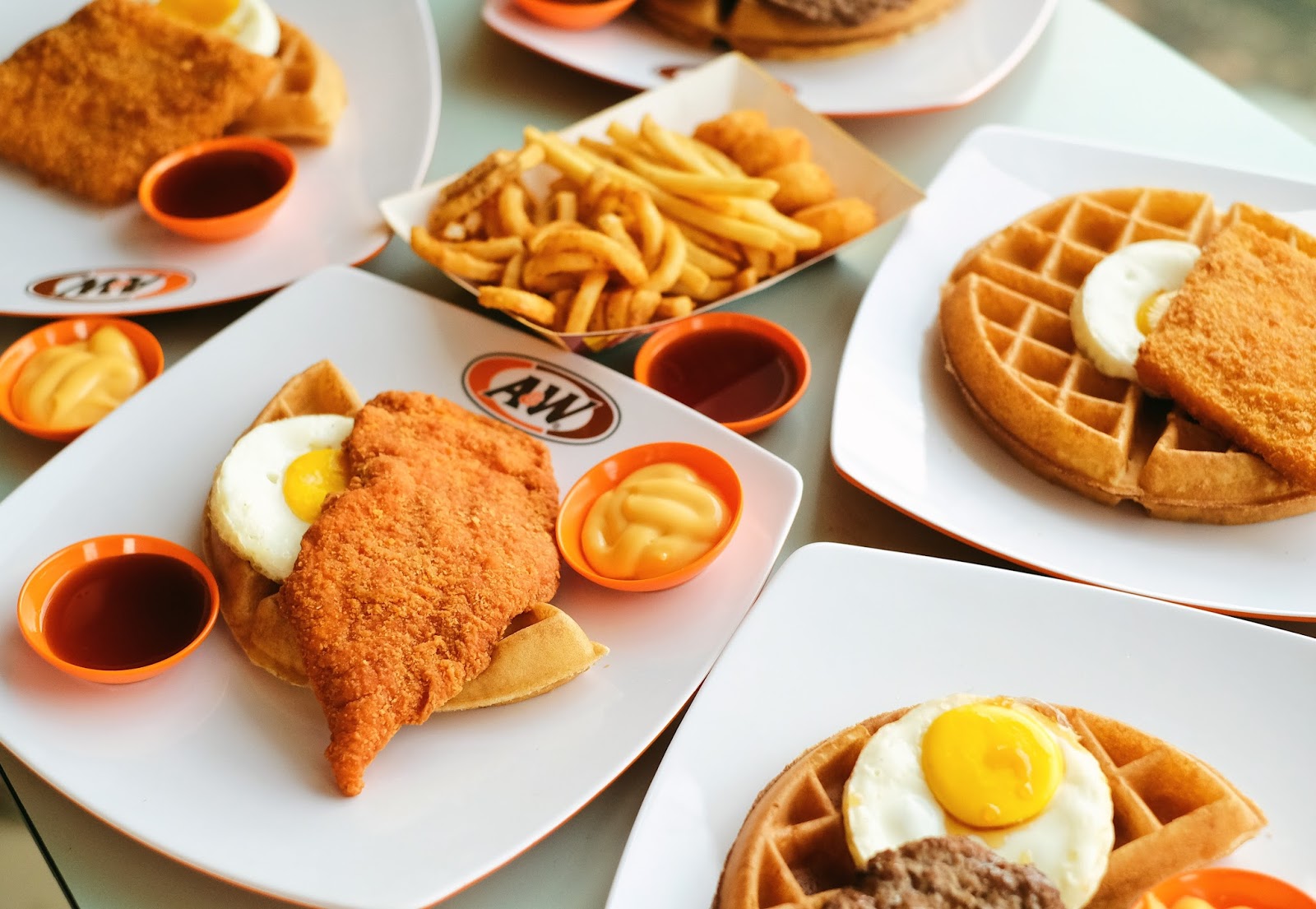 A&W Restaurant ALL DAY BREAKFAST WAFFLES & POTATO CHEESE BALLS