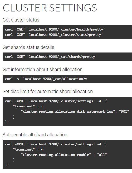 elasticsearch cheatsheet (REST)