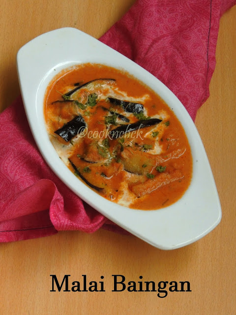 Malai Baingan, Creamy Eggplants in Tomato Sauce