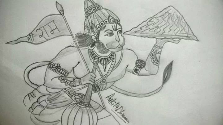 Everything About Lord Hanuman Pencil Sketches of Lord Hanuman