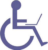 universal symbol for disabled with added laptop computer
