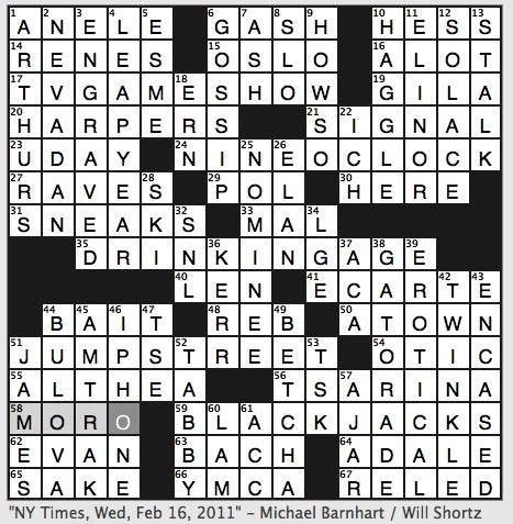 rex parker does the nyt crossword puzzle physics nobelist victor who discovered cosmic radiation wed 2 16 11 anoint with sacred oil old style georgia s capital in slang