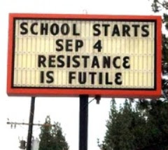 School Starts picture used with the permission of FunnySigns.net | Presented on www.BakingInATornado.com | 
