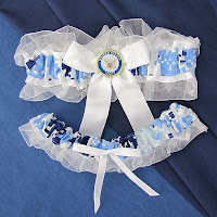Military Bridal Garter Set in Blue Digital Camouflage