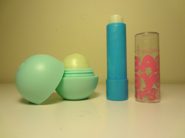 maybelline baby lips quenched lip balm and eos sweet mint lip balm