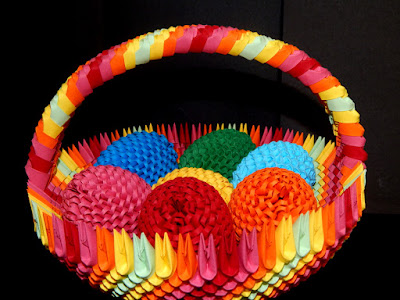 3D Origami Rainbow Basket 