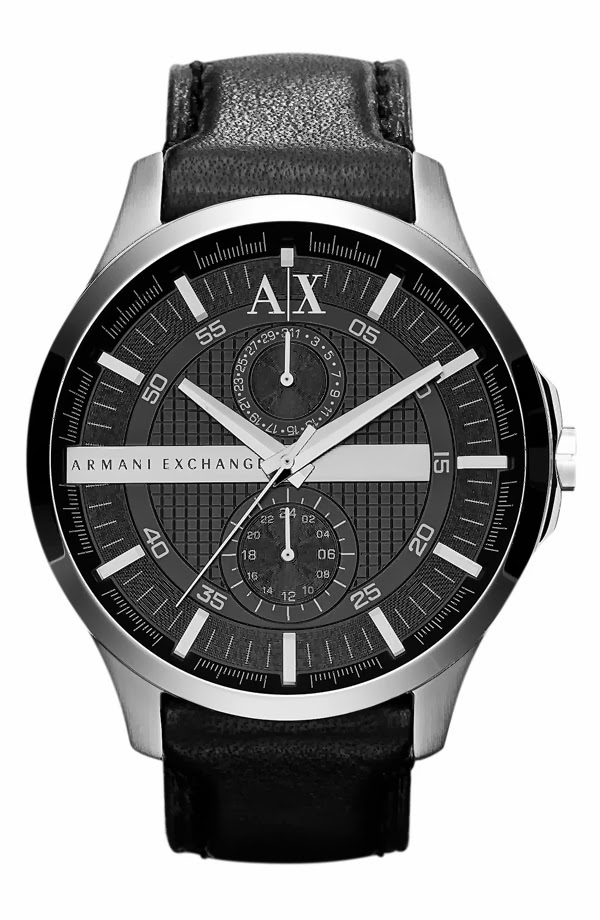 Armani exchange leather band watches Clearance