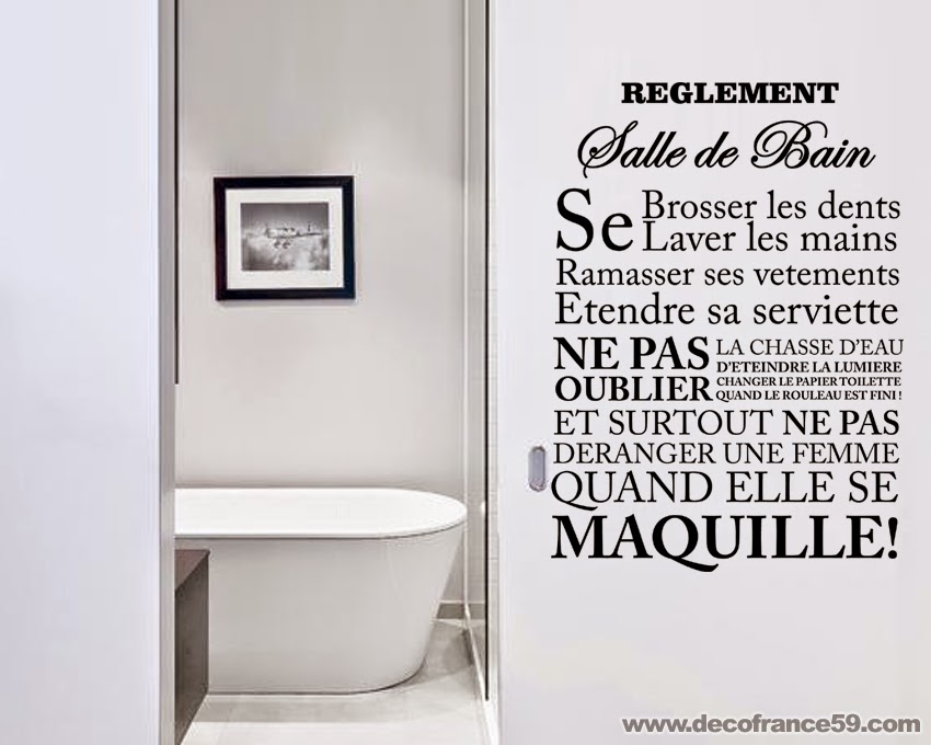 Sticker citation les regles de la salle de bain