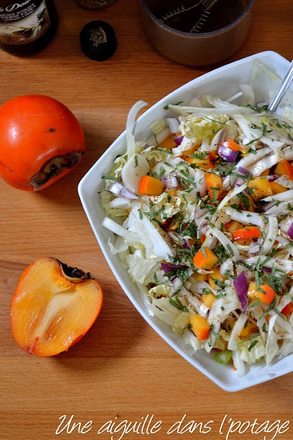 Salade croquante au chou chinois, fenouil et kaki