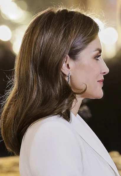 Queen Letizia wore Felipe Varela blazer and skirt at the Foreign Ambassadors Reception at The Royal Palace in Madrid