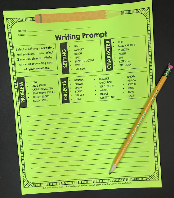 Here's a great writing prompt for the first day of school. Students love this fun creative writing task!