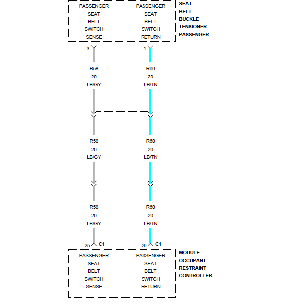 B1B54 Passanger Seat Belt Sensor Circuit Low Obd2code