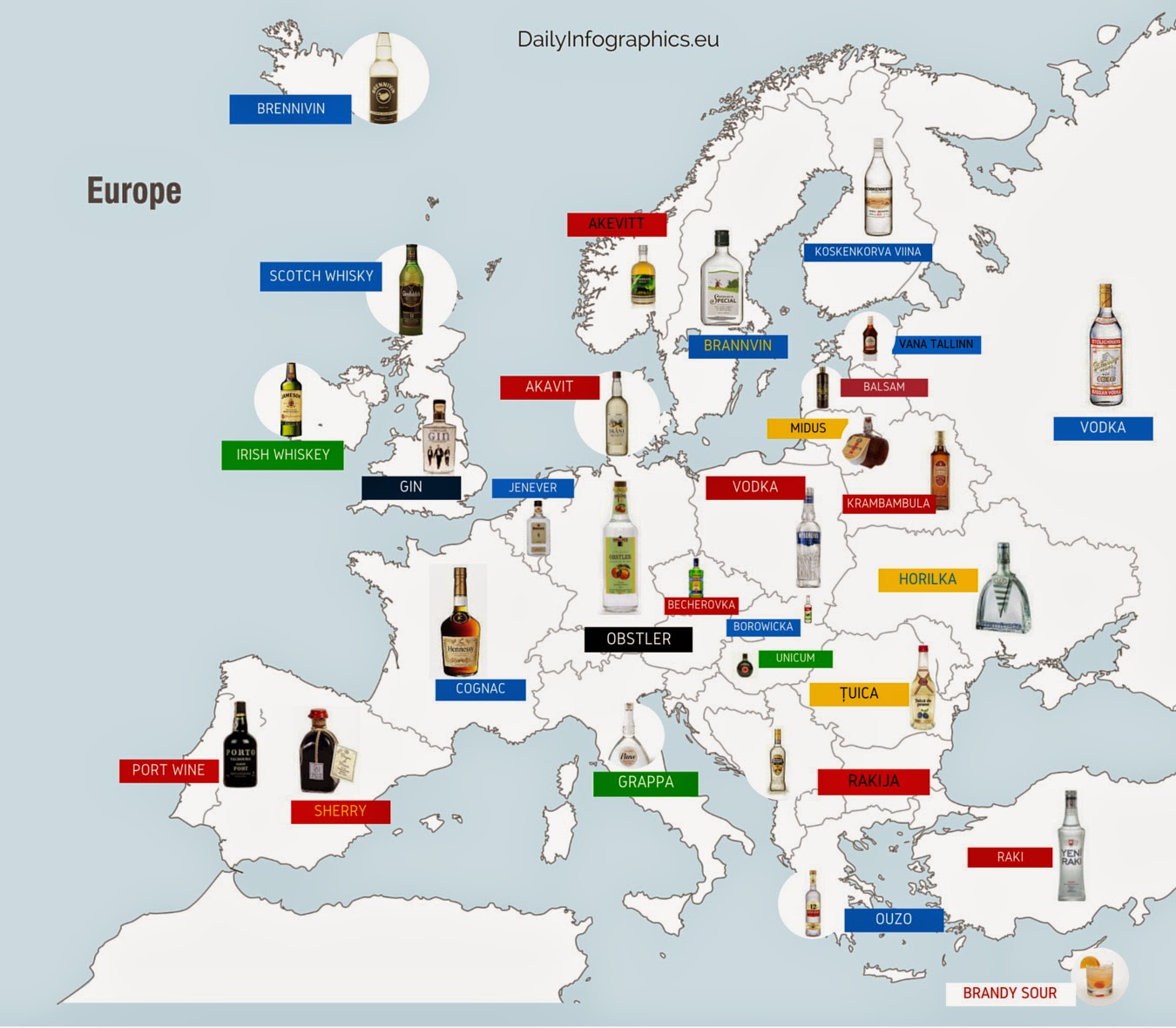 National liquors across Europe
