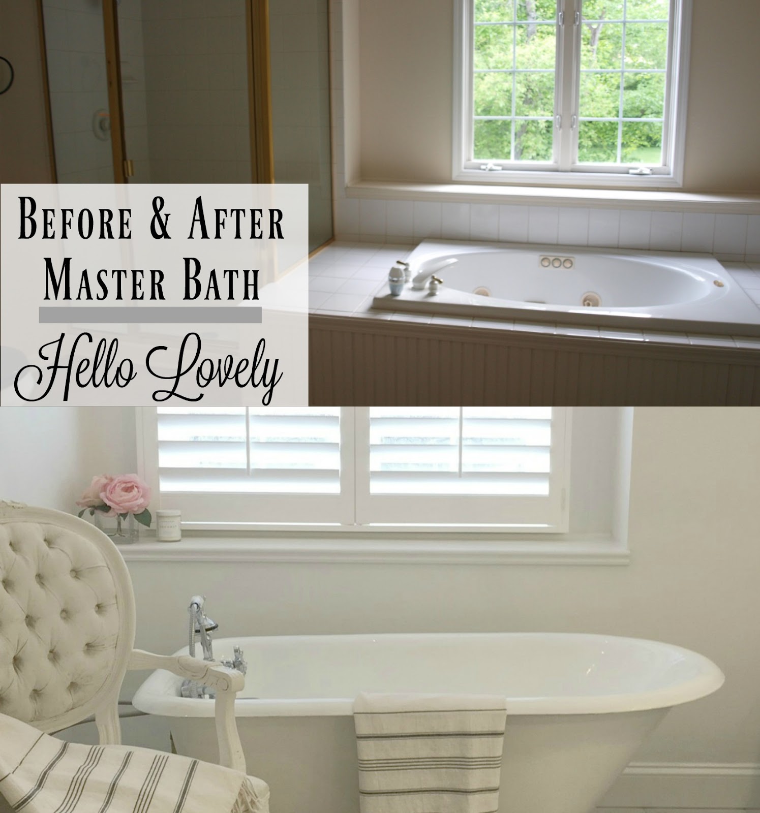 Banner for Before and After Master Bath Renovation for Hello Lovely Studio