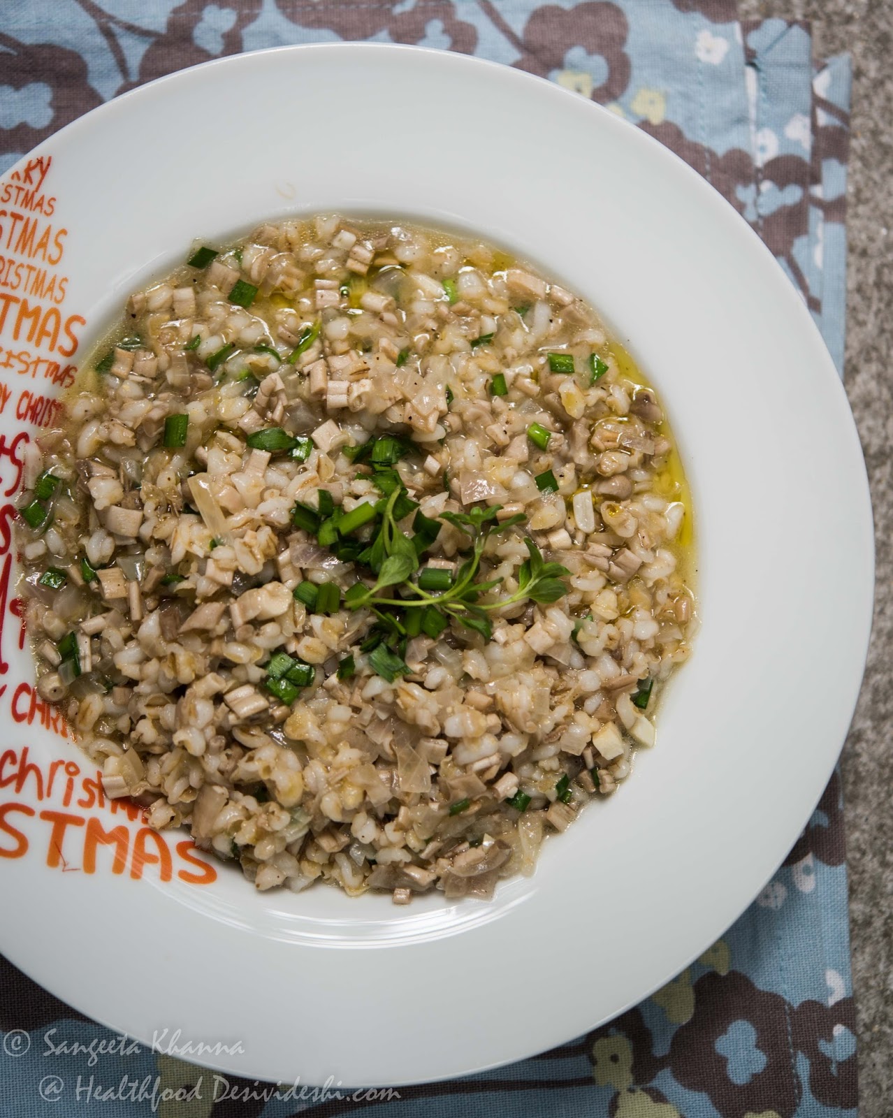wild mushrooms (dharti ka phool) pearl barley risotto with wild