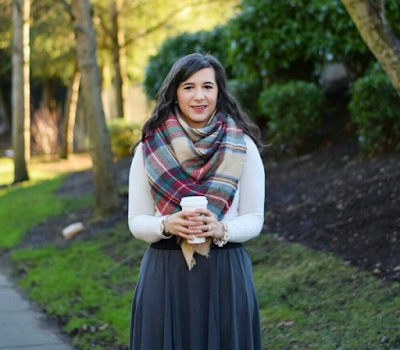 Blanket Scarf and Maxi Skirt Winter Work