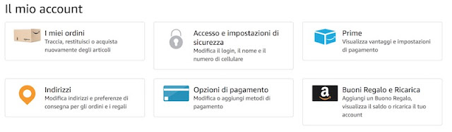 impostazioni account amazon prime