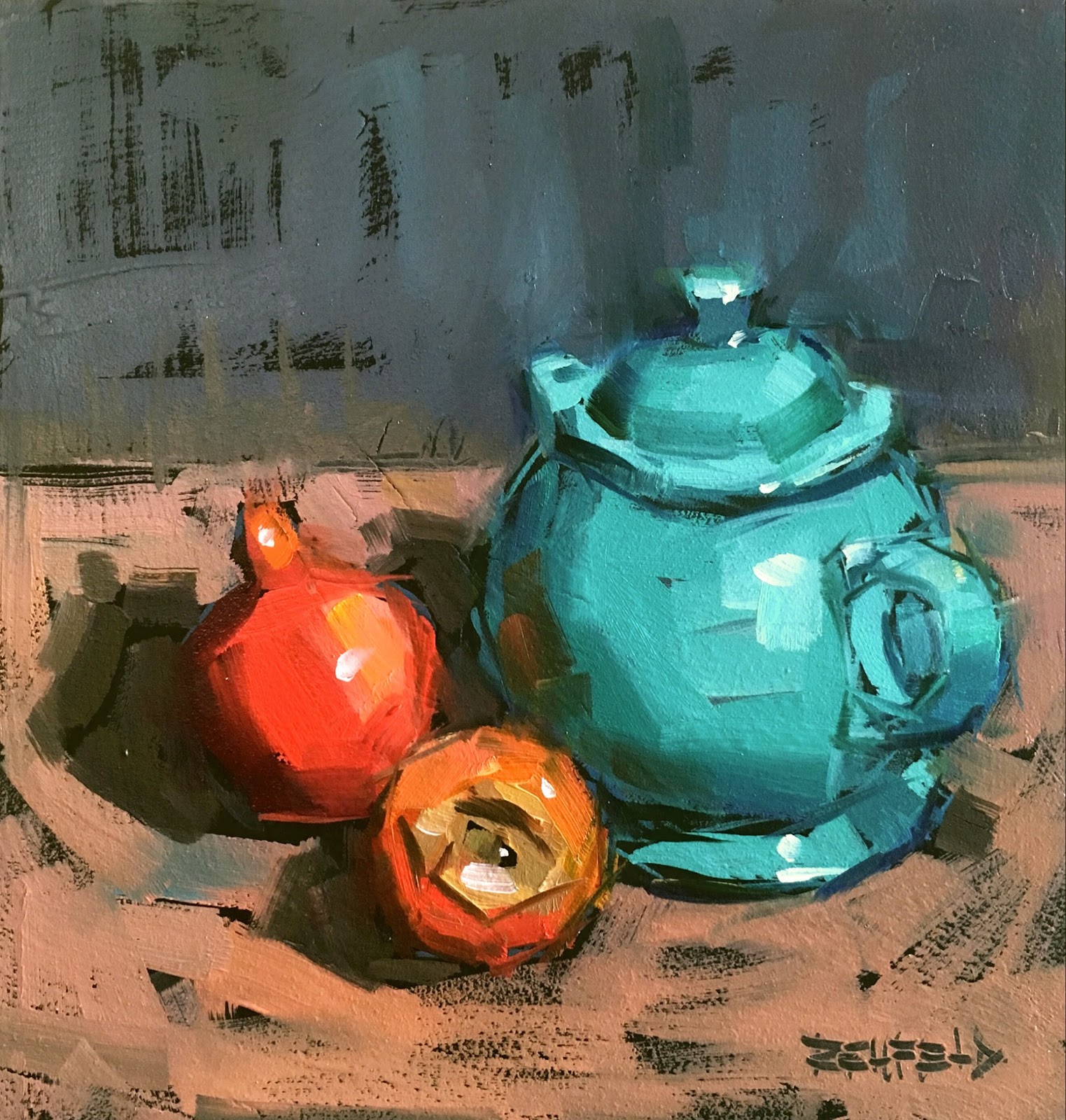 Cathleen Rehfeld 1104 The Turquoise Teapot And Pom
