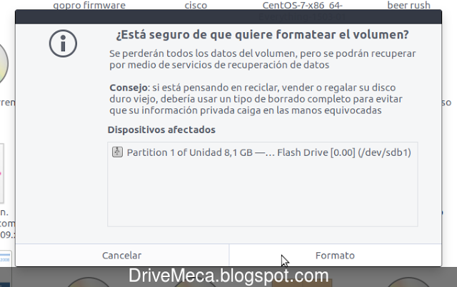 Verificamos que dispositivo se formateara