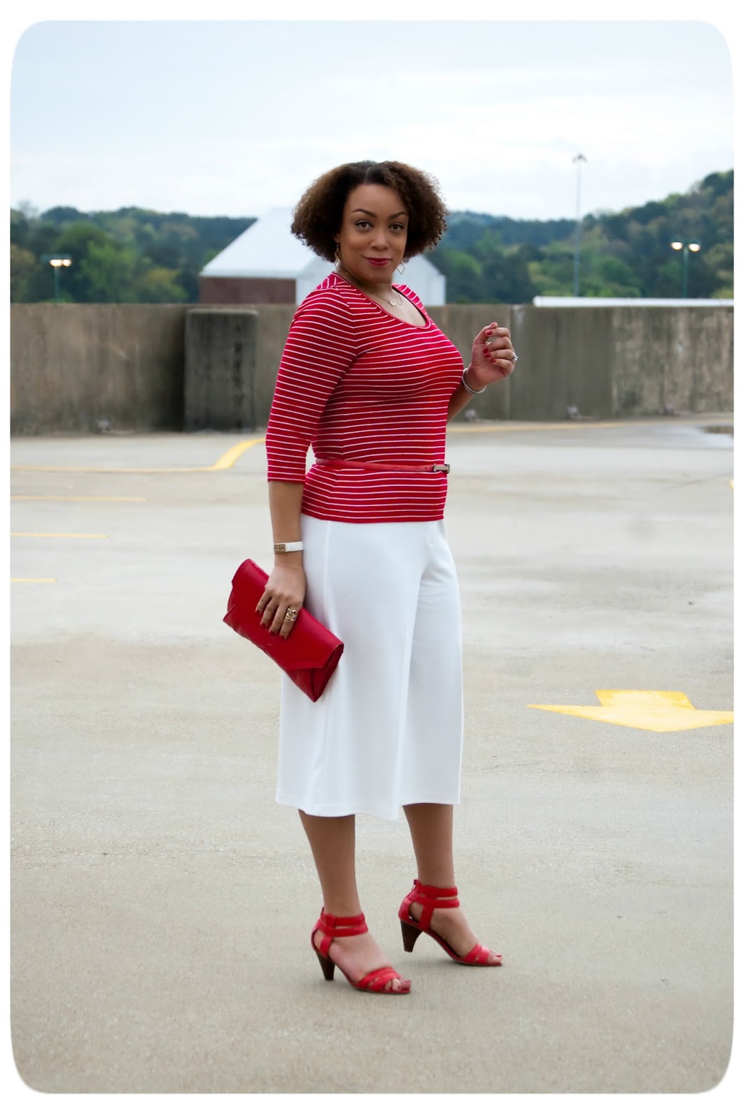 White Culottes & Red and White Nautical Striped Tee -- Erica B.'s - DIY Style!