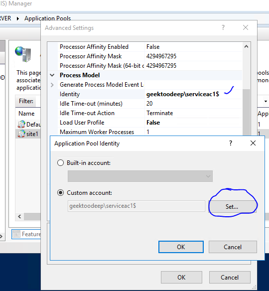 How to create & use Managed service account with IIS pool & Windows