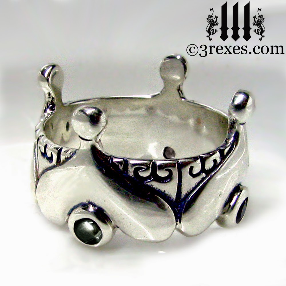 3 REXES JEWELRY Silver Gothic Crown Ring, Fairy Tale