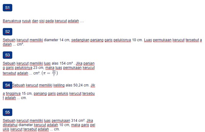 Contoh Soal Unsur Dan Luas Permukaan Kerucut