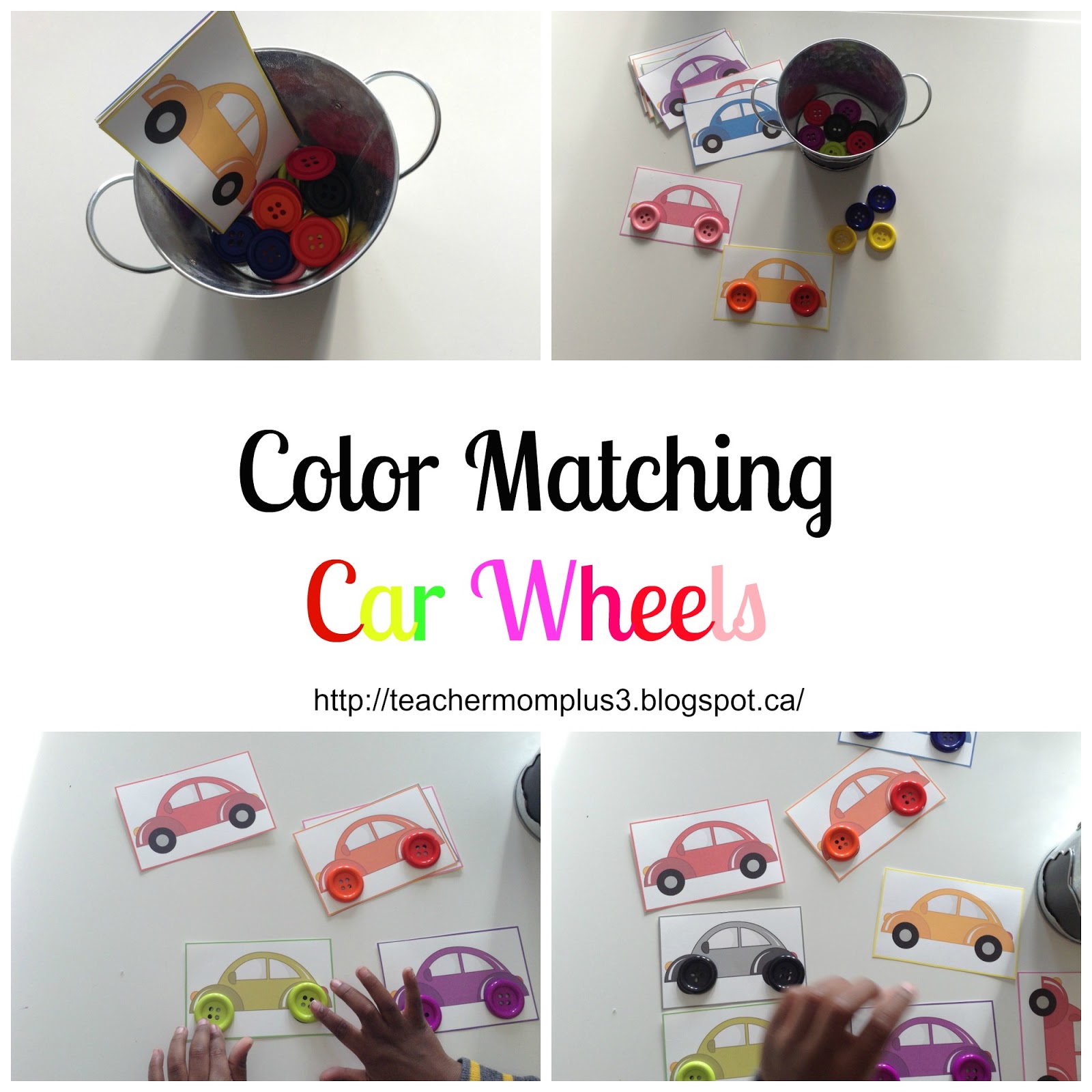 TeacherMomPlus3 Color Matching Car Wheel Printable